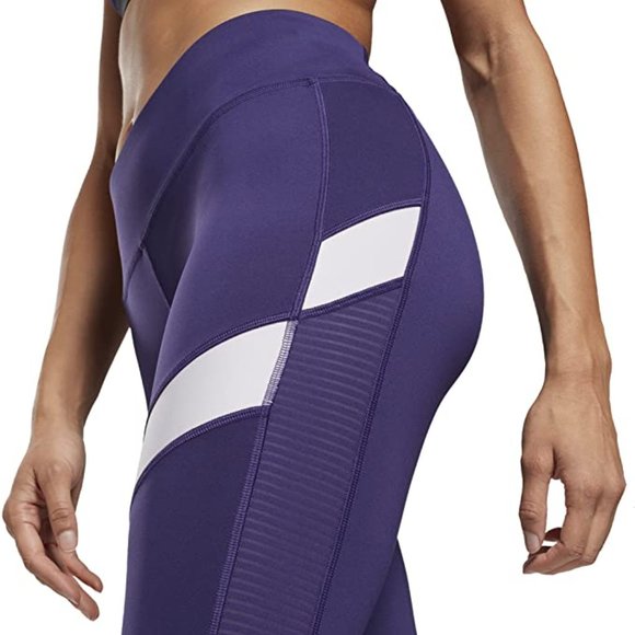 🆕Reebok Women's Training Essentials Workout Mesh Leggings, Dark Orchid, XS, NWT - Picture 3 of 12